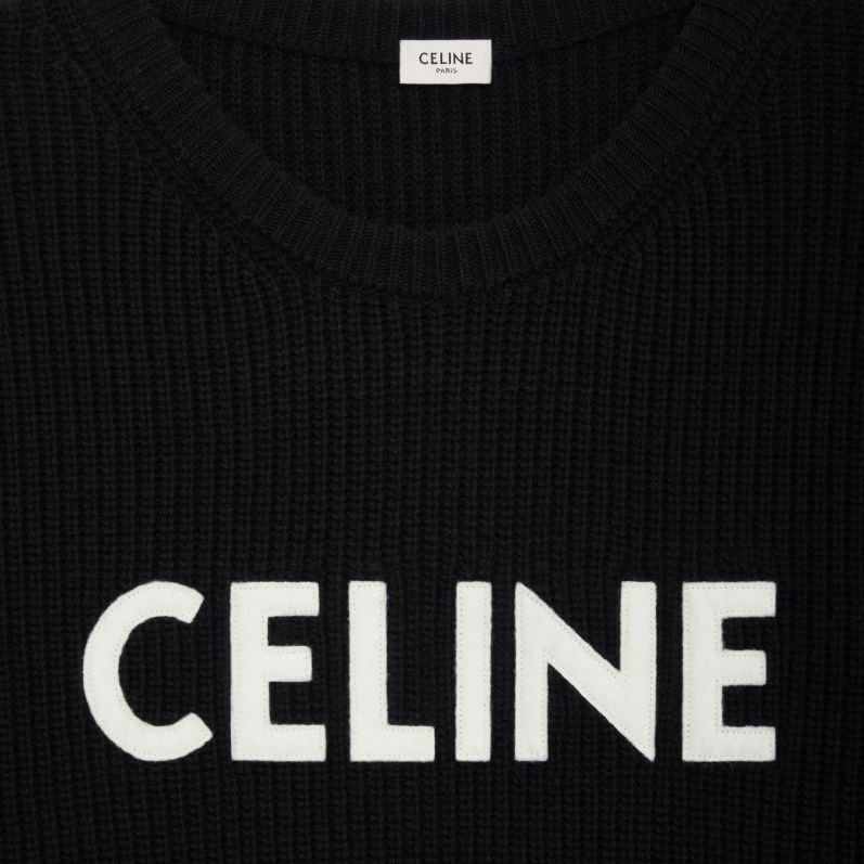 CELINE Mænd oversize sweater i ribuld F44FV1972 beklædning sort