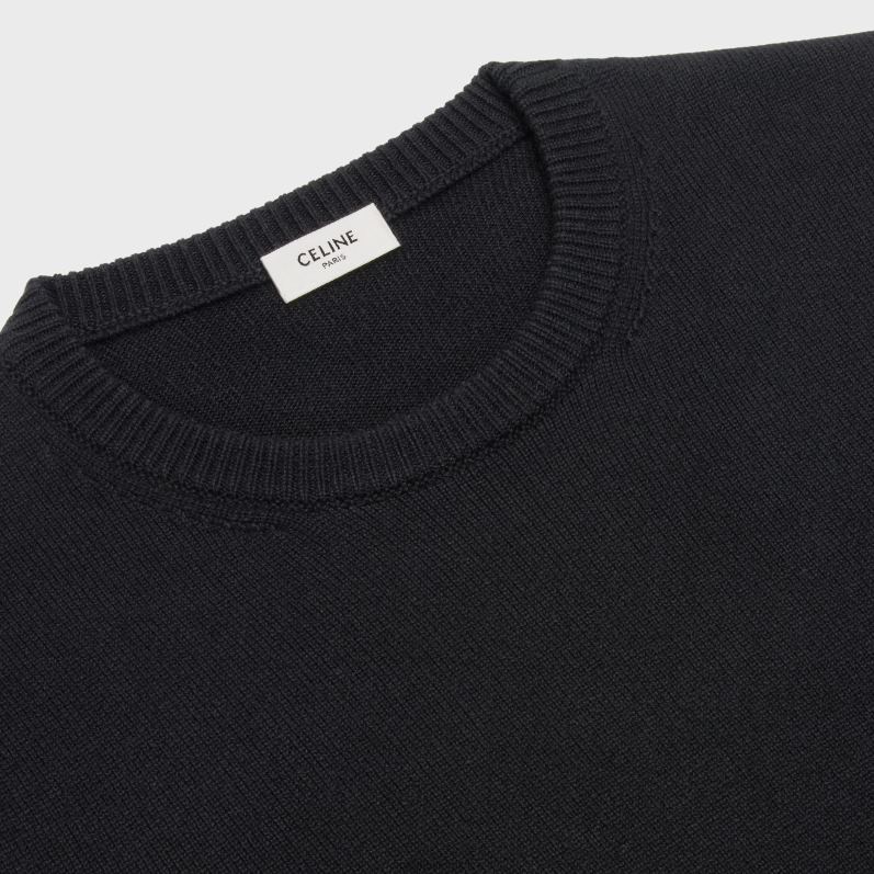 CELINE Mænd sweater med rund hals i heritage cashmere F44FV1966 beklædning sort