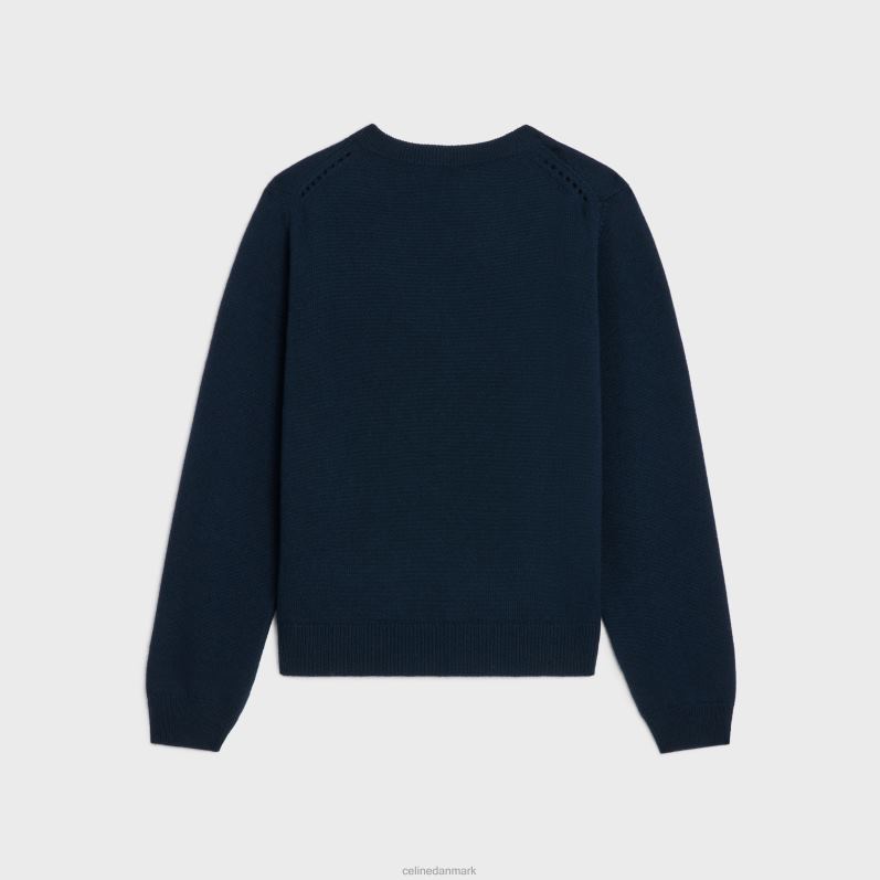CELINE Mænd sweater med rund hals i skotsk kashmir F44FV1968 beklædning flåde