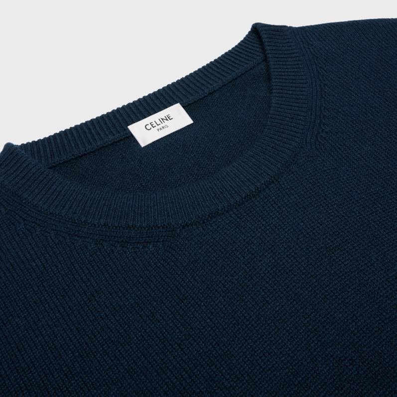 CELINE Mænd sweater med rund hals i skotsk kashmir F44FV1968 beklædning flåde