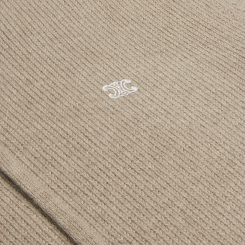 CELINE Mænd triomphe hættetrøje i uld og kashmir F44FV1803 beklædning sand