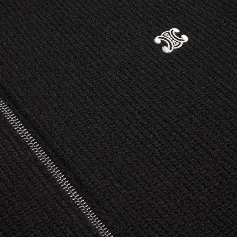 CELINE Mænd triomphe hættetrøje i uld og kashmir F44FV1985 beklædning sort/off white