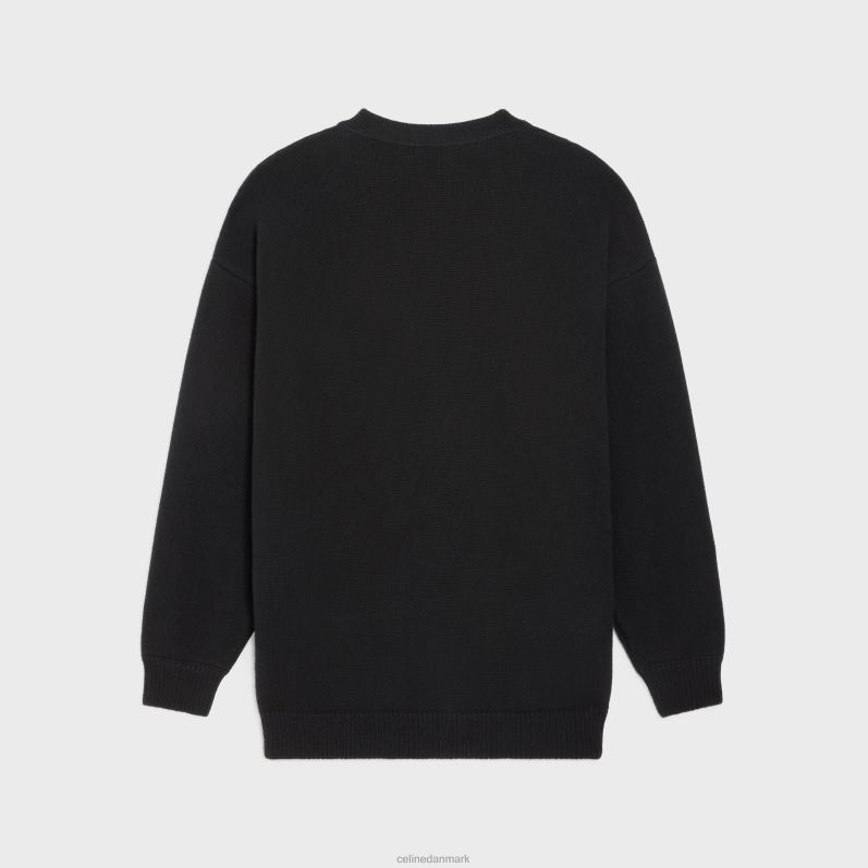 CELINE Mænd triomphe lang cardigan i kashmiruld F44FV1983 beklædning sort/off white