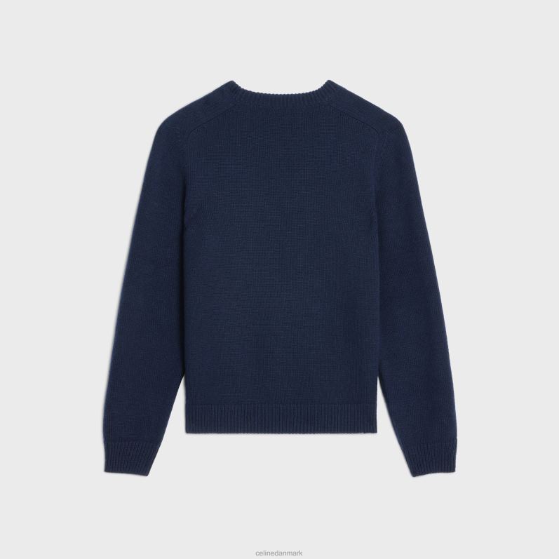 CELINE Mænd triomphe sweater med rund hals i kashmiruld F44FV1957 beklædning flåde