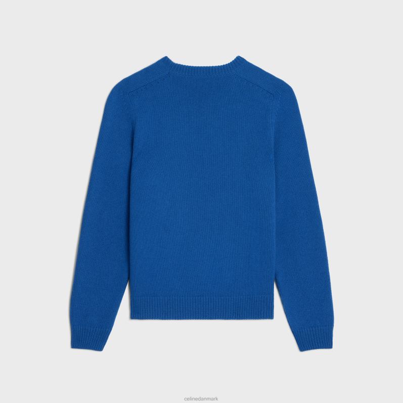 CELINE Mænd triomphe sweater med rund hals i kashmiruld F44FV1958 beklædning kongeblå