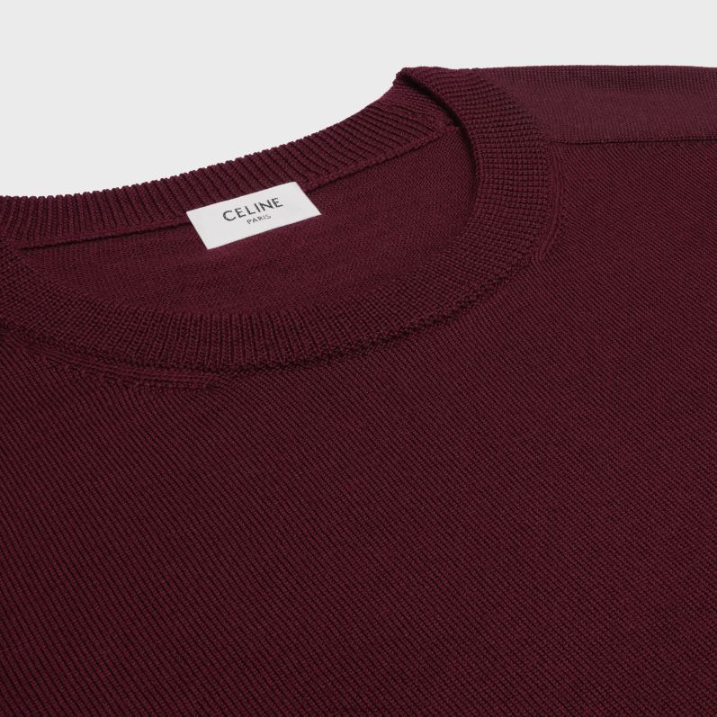 CELINE Mænd triomphe sweater med rund hals i uld F44FV1791 beklædning bordeaux