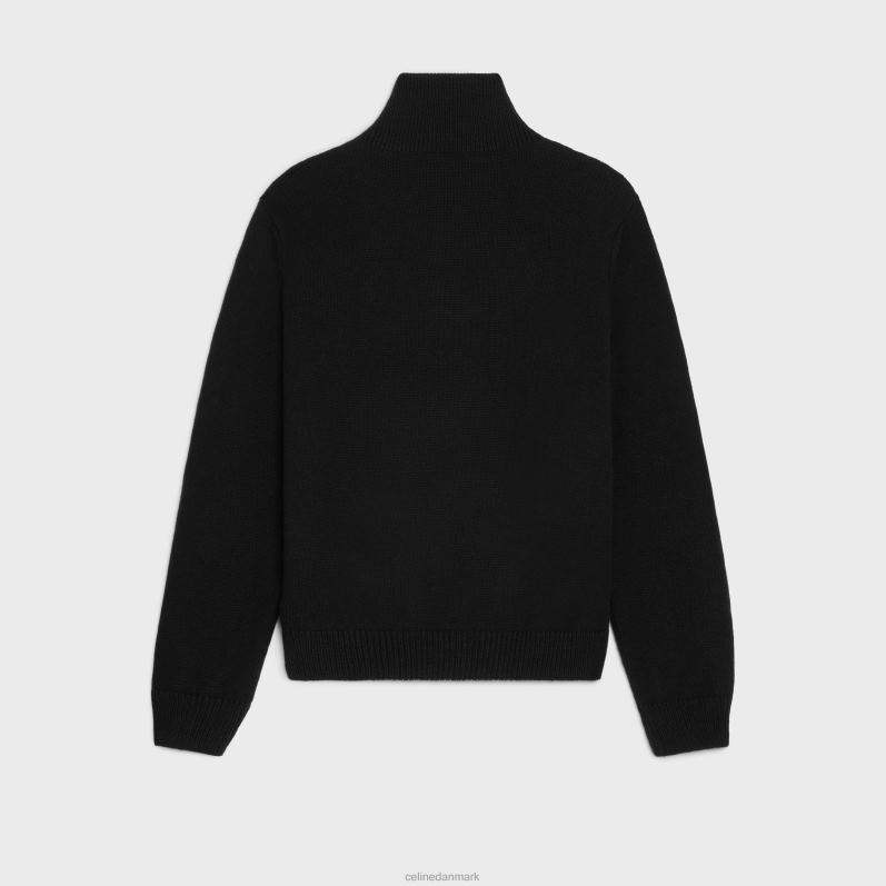 CELINE Mænd triomphe trucker sweater i uld og kashmir F44FV1794 beklædning sort/off white