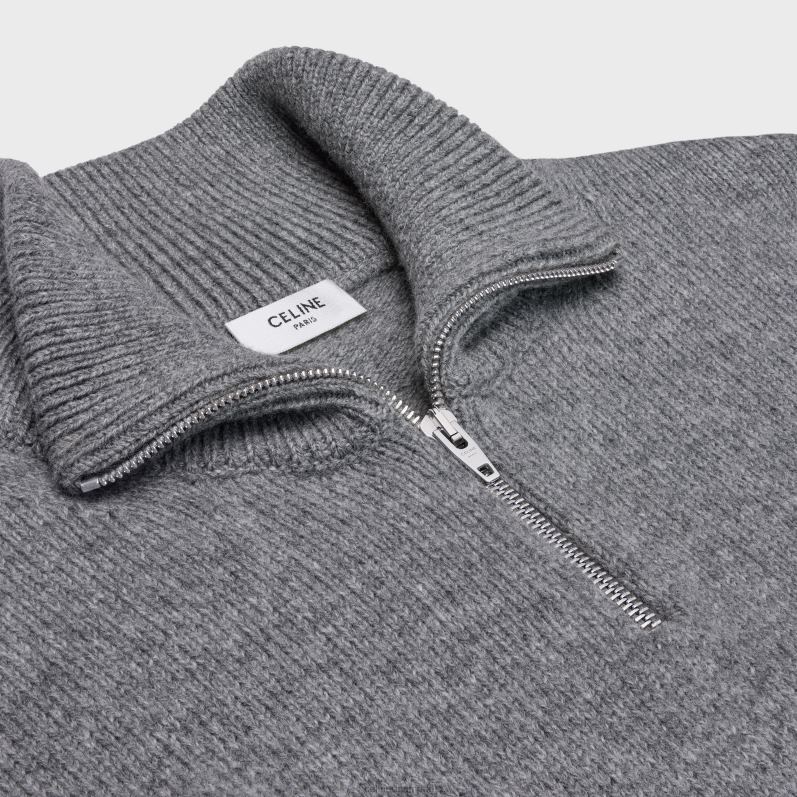 CELINE Mænd triomphe trucker sweater i uld og kashmir F44FV1795 beklædning grå/råhvid