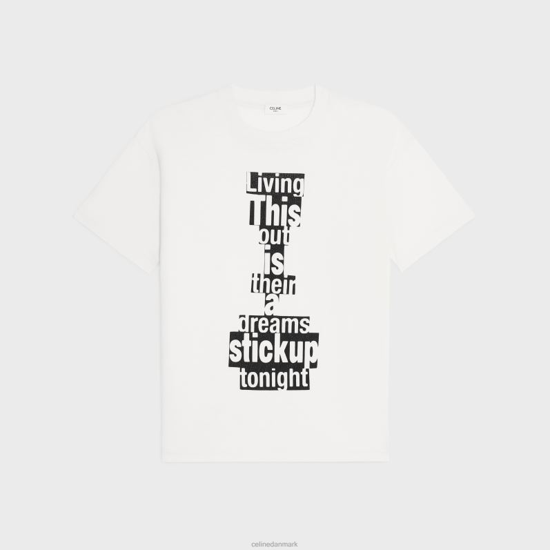CELINE Mænd dash snow loose t-shirt i jersey bomuld F44FV1814 beklædning off white/sort