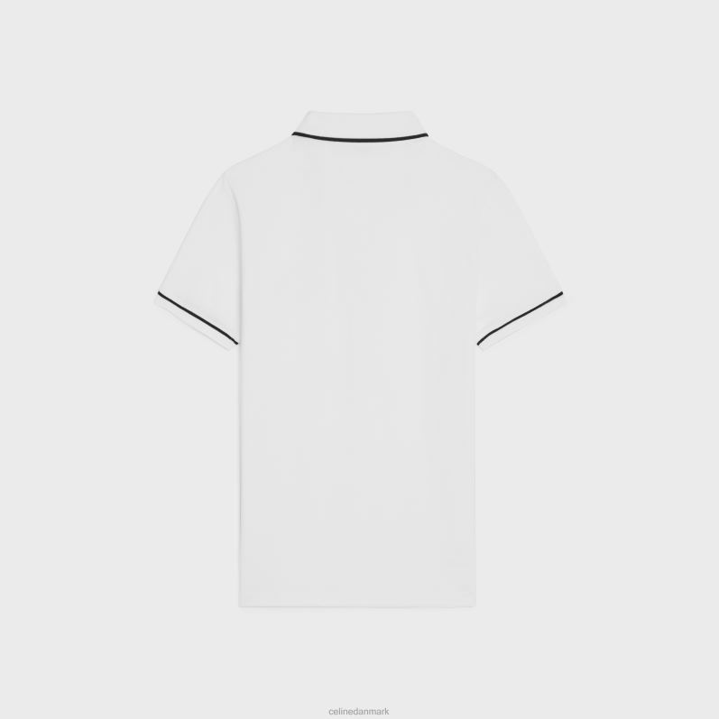 CELINE Mænd klassisk poloshirt i bomuldspiké F44FV1935 beklædning off white/sort
