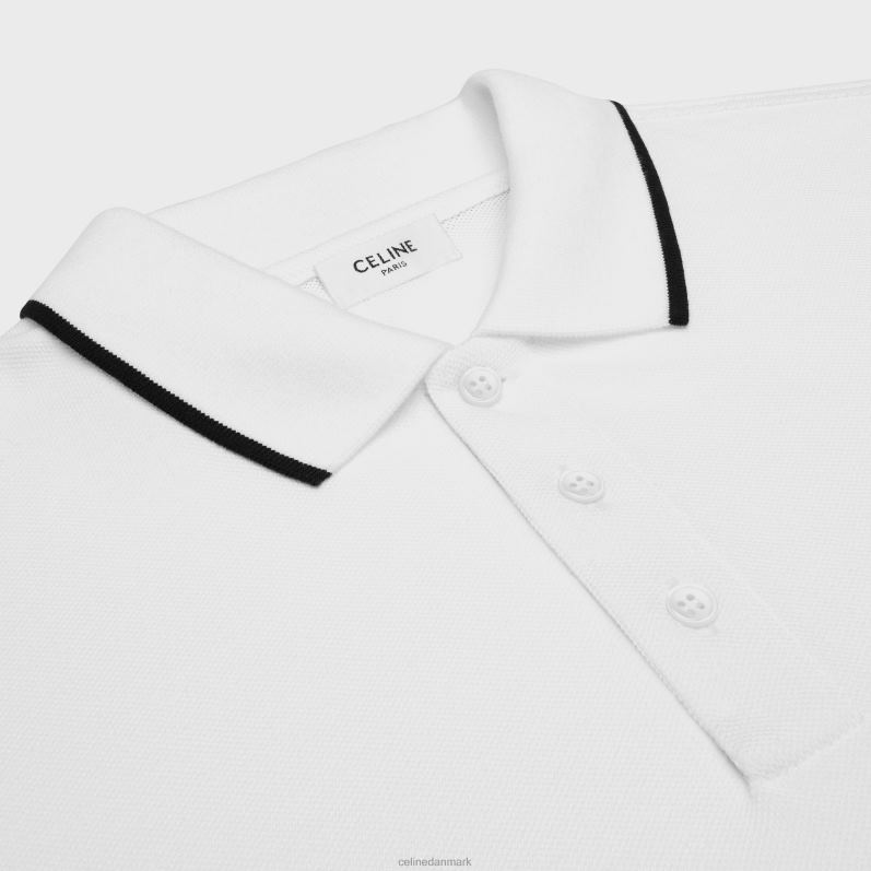 CELINE Mænd klassisk poloshirt i bomuldspiké F44FV1935 beklædning off white/sort