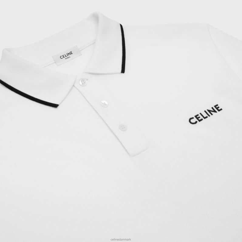 CELINE Mænd klassisk poloshirt i bomuldspiké F44FV1936 beklædning off white/sort