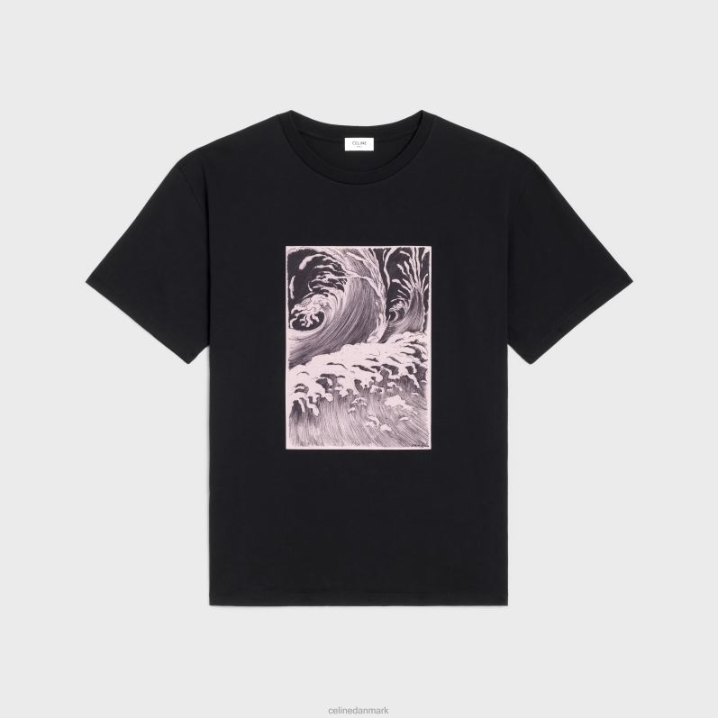 CELINE Mænd løs bølget t-shirt i bomuldsjersey F44FV1925 beklædning sort hvid