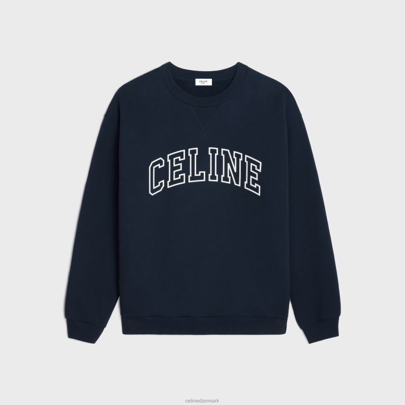 CELINE Mænd løs sweatshirt i bomuldsfleece F44FV1811 beklædning marineblå/råhvid