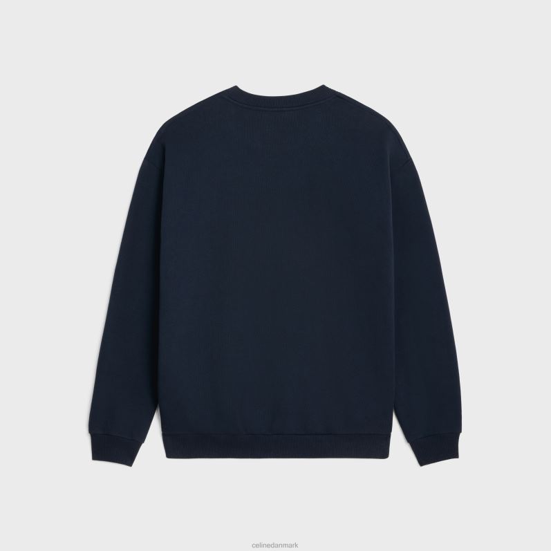 CELINE Mænd løs sweatshirt i bomuldsfleece F44FV1811 beklædning marineblå/råhvid