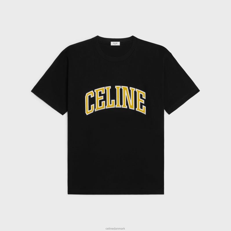 CELINE Mænd løs t-shirt i bomuldsjersey F44FV1815 beklædning sort/gylden gul/offwhite
