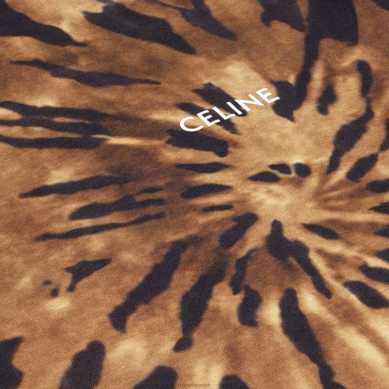 CELINE Mænd løs t-shirt i tie-dye bomuld F44FV1926 beklædning brun/sort/offwhite