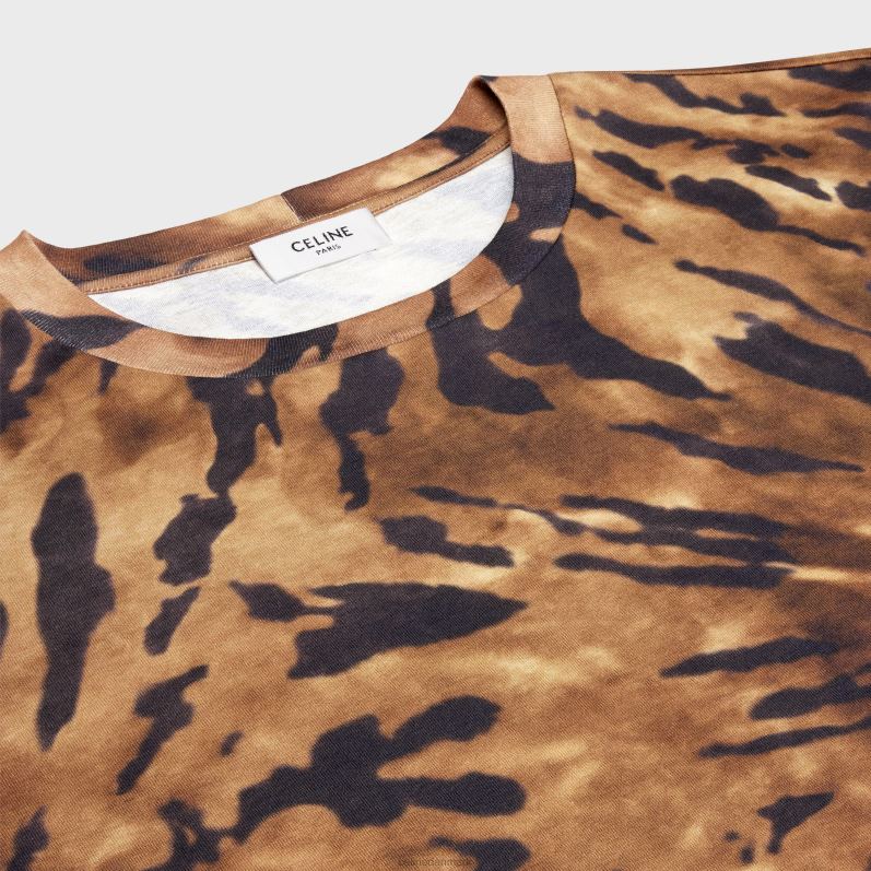 CELINE Mænd løs t-shirt i tie-dye bomuld F44FV1926 beklædning brun/sort/offwhite