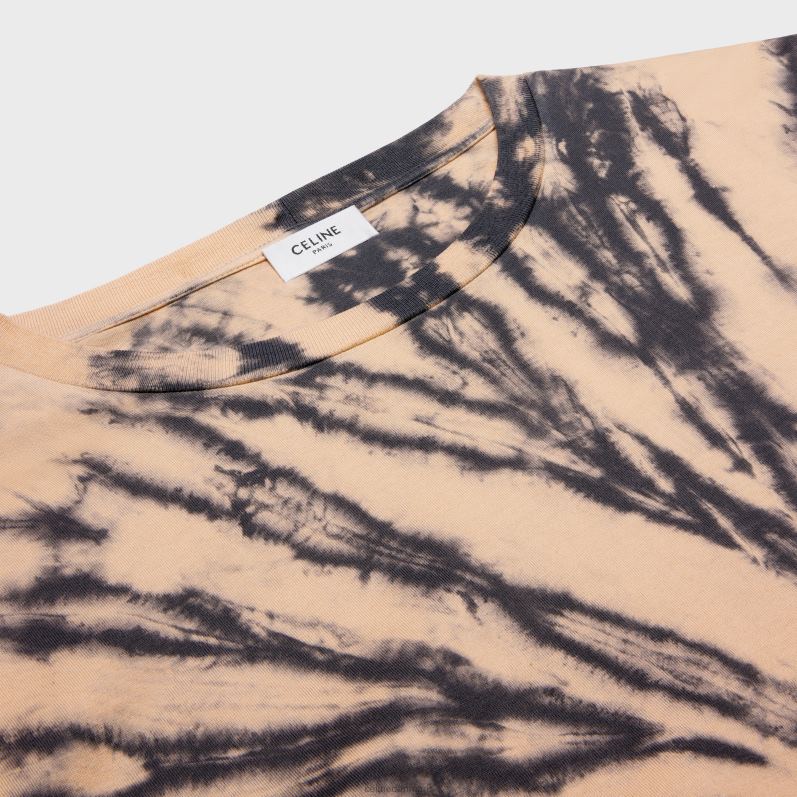 CELINE Mænd løs t-shirt i tie-dye bomuld F44FV1927 beklædning grå/beige/sort