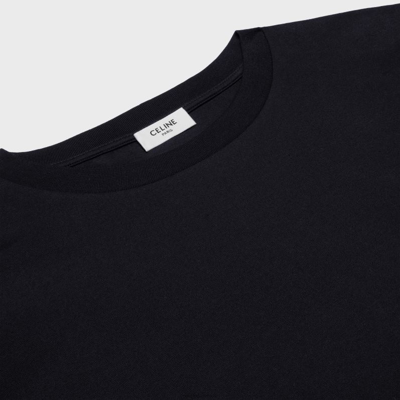 CELINE Mænd triomphe løs t-shirt i bomuldsjersey F44FV1819 beklædning sort hvid