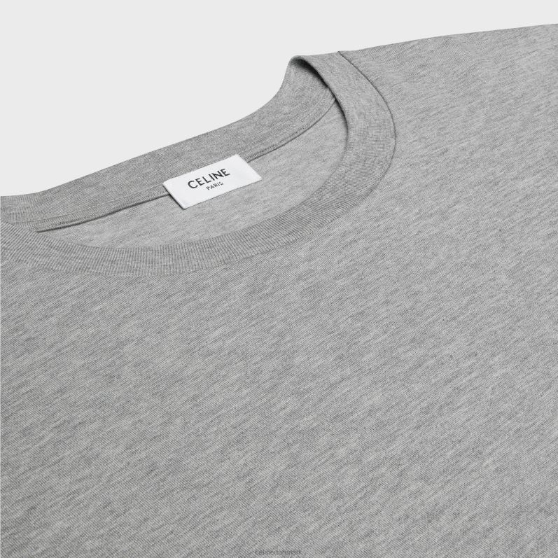 CELINE Mænd triomphe løs t-shirt i bomuldsjersey F44FV1820 beklædning gråmeleret/råhvid