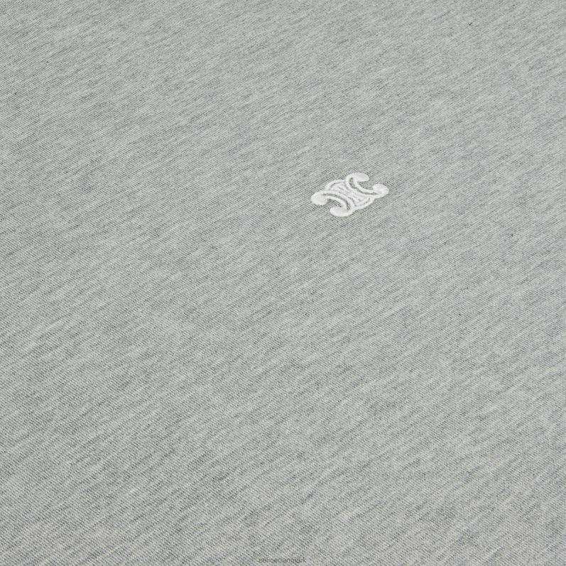 CELINE Mænd triomphe løs t-shirt i bomuldsjersey F44FV1820 beklædning gråmeleret/råhvid