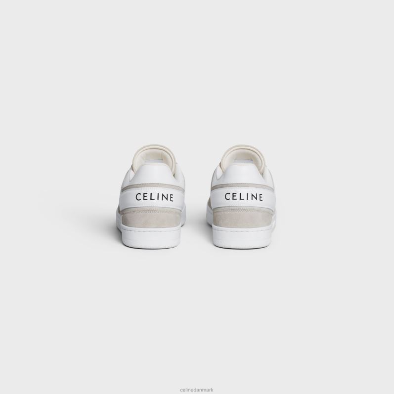 CELINE Mænd sneaker med lav snøresko i ruskind af kalveskind og kalveskind F44FV2042 fodtøj lys beige/optisk hvid