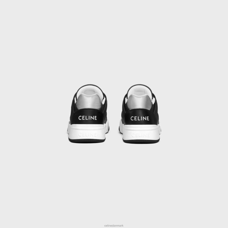 CELINE Mænd trainer ct-07 lav sneaker i mesh, kalveskind og lamineret kalveskind F44FV2031 fodtøj sort/sølv