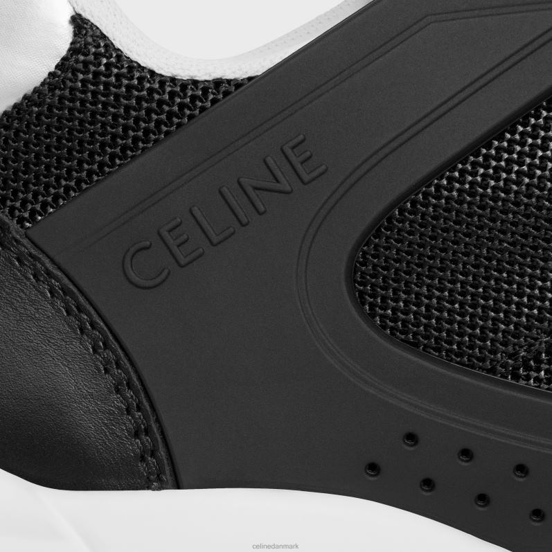 CELINE Mænd trainer ct-07 lav sneaker i mesh, kalveskind og lamineret kalveskind F44FV2031 fodtøj sort/sølv