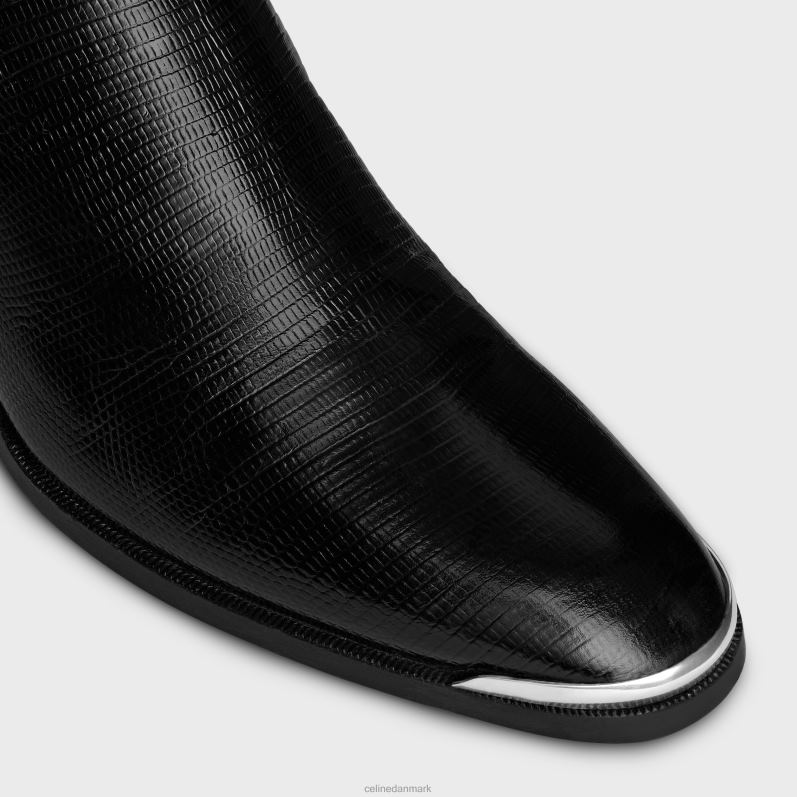 CELINE Mænd western chelsea isaac støvle med sele og metaltå i tejus stemplet kalveskind F44FV2056 fodtøj sort