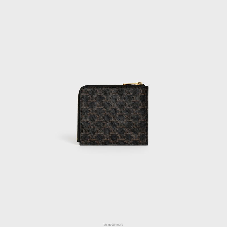 CELINE Mænd lynlåspung med aftagelig kortholder i triomphe canvas & lammeskind F44FV2128 tilbehør tan