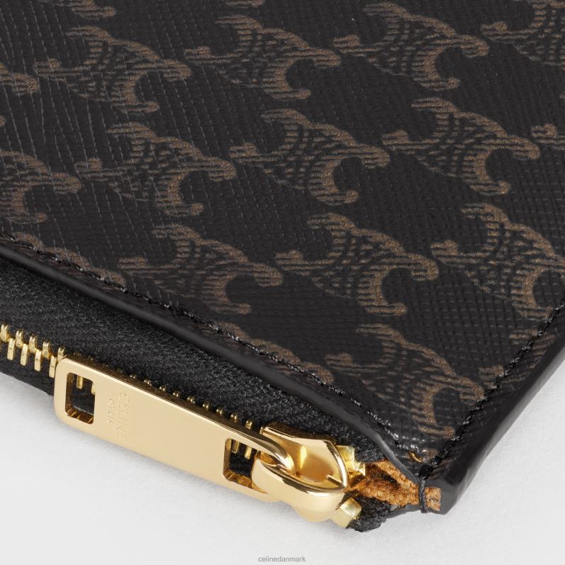 CELINE Mænd lynlåspung med aftagelig kortholder i triomphe canvas & lammeskind F44FV2128 tilbehør tan