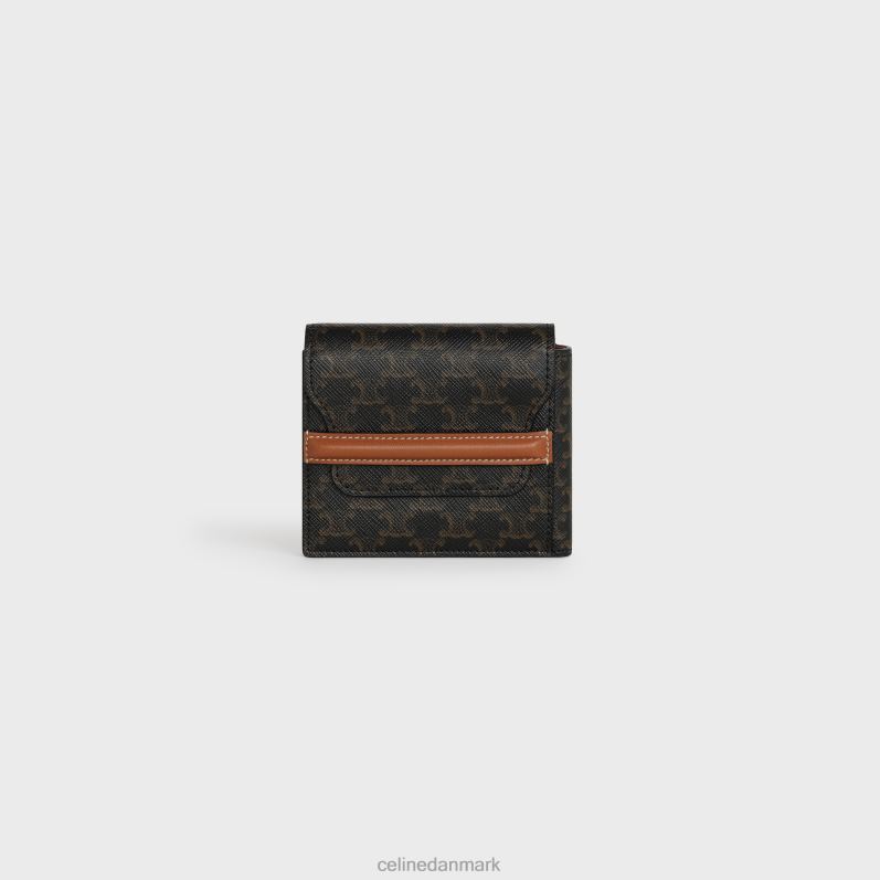 CELINE Mænd origami-pung med flap i triomflærred og lammeskind F44FV2136 tilbehør tan