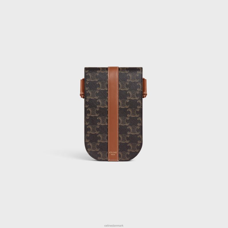 CELINE Mænd telefontaske i triomphe canvas & kalveskind F44FV2141 tilbehør tan