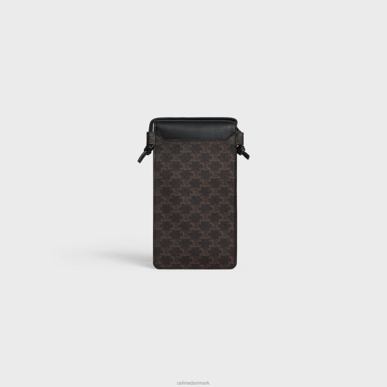 CELINE Mænd telefontaske med klap i triomflærred & lammeskind F44FV2143 tilbehør sort
