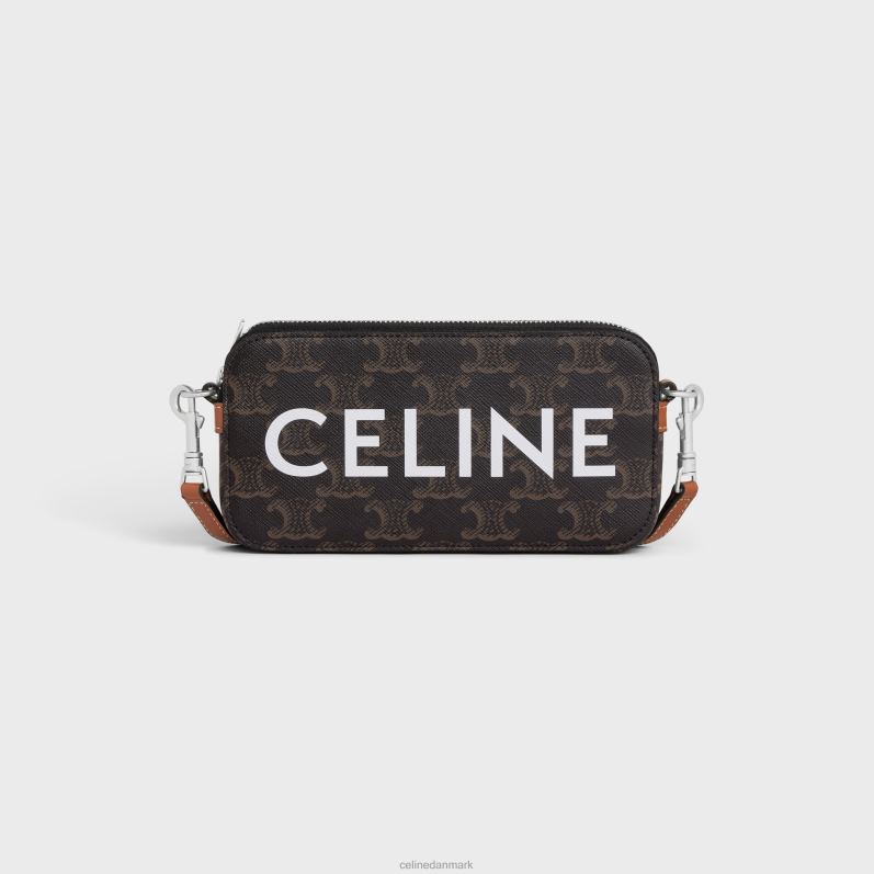 CELINE Mænd vandret pose i triomflærred med print F44FV2139 tilbehør tan