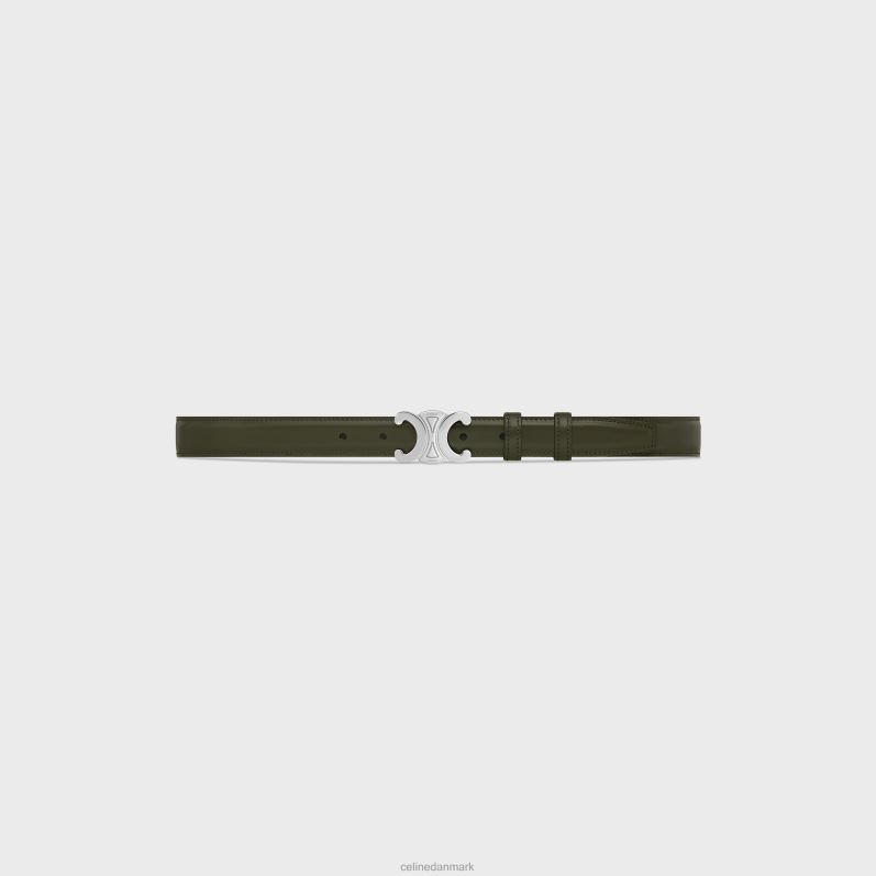CELINE Mænd medium triomfbælte i taurillon læder F44FV2202 tilbehør mørke hær