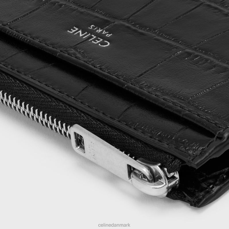 CELINE Mænd kortholder med lynlås i krokodillepræget kalveskind F44FV2153 tilbehør sort