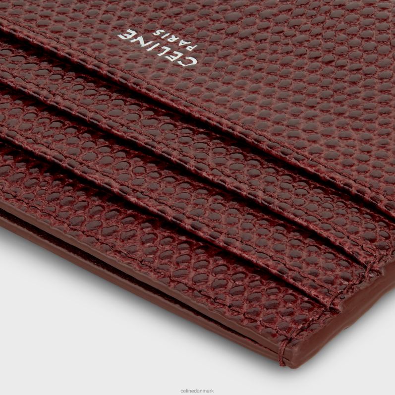 CELINE Mænd stor kortholder i øglepræget kalveskind F44FV2151 tilbehør bordeaux