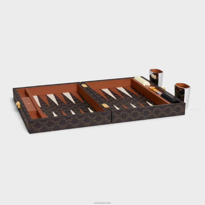 CELINE Mænd backgammon i triomflærred F44FV1663 tilbehør sort/tan