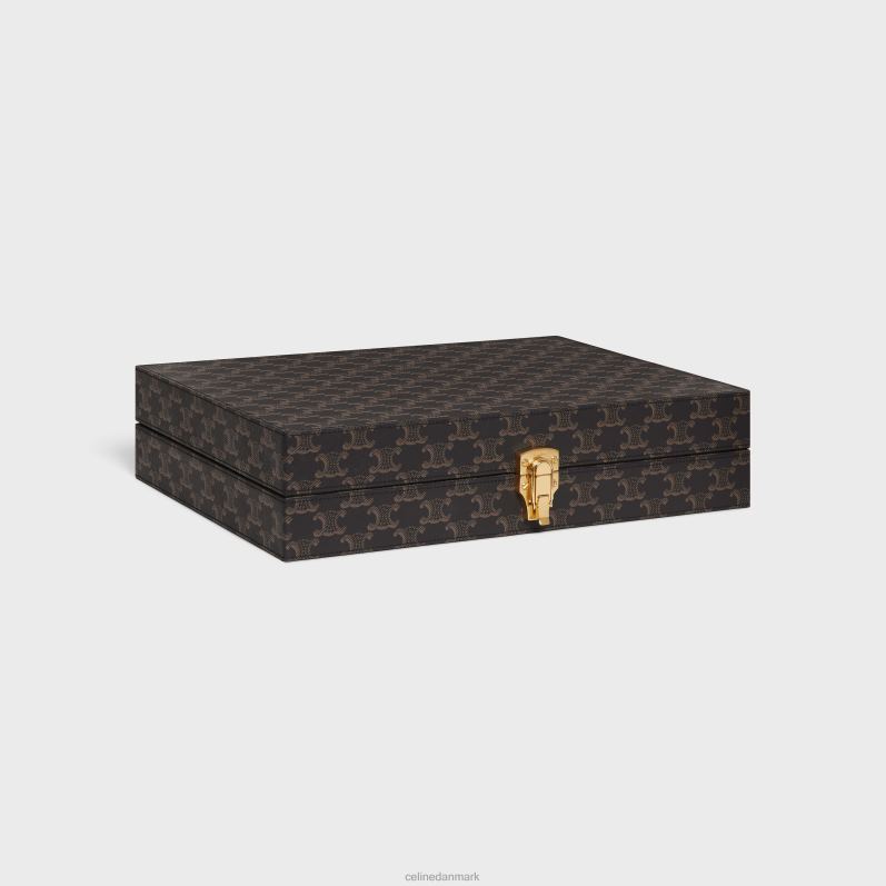 CELINE Mænd backgammon i triomflærred F44FV1663 tilbehør sort/tan