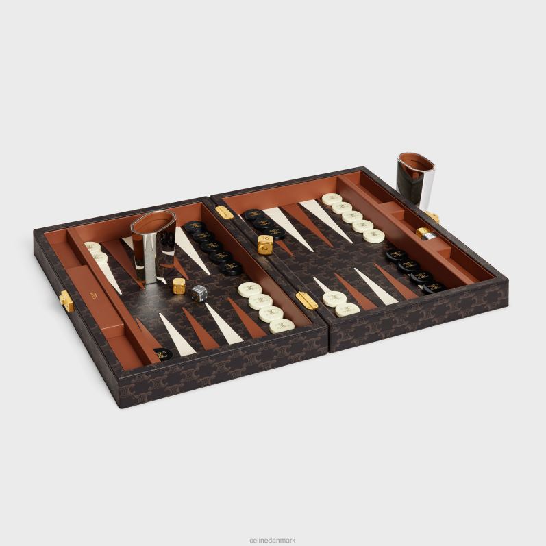 CELINE Mænd backgammon i triomflærred F44FV1663 tilbehør sort/tan