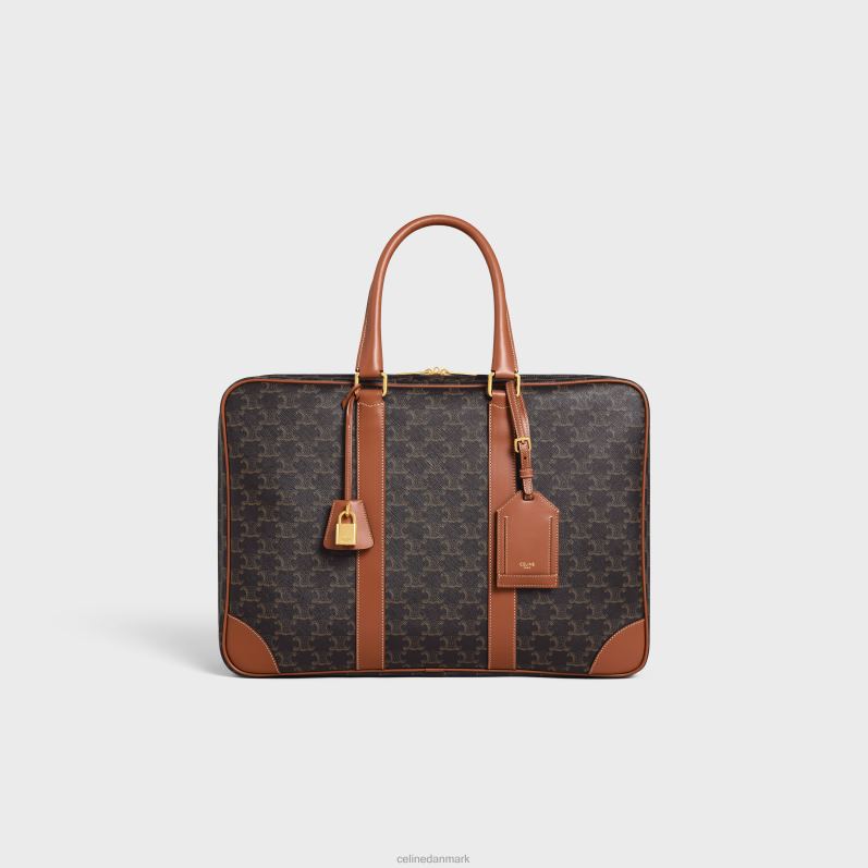 CELINE Mænd blød bagage 45 i triomphe canvas & kalveskind F44FV1629 tilbehør tan