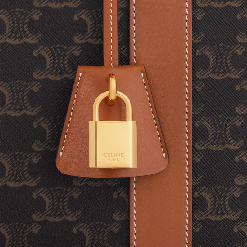 CELINE Mænd blød bagage 45 i triomphe canvas & kalveskind F44FV1629 tilbehør tan