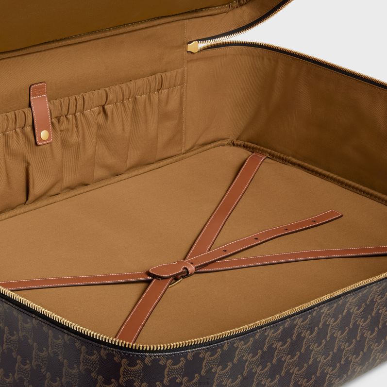 CELINE Mænd blød bagage 70 i triomphe canvas & kalveskind F44FV1628 tilbehør tan