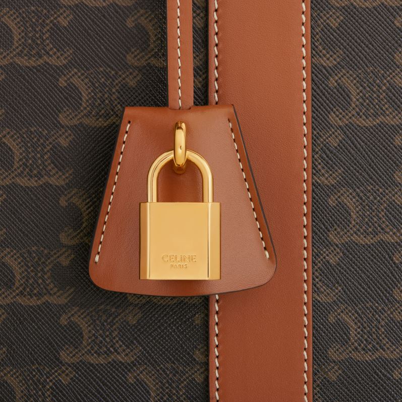 CELINE Mænd blød bagage 70 i triomphe canvas & kalveskind F44FV1628 tilbehør tan