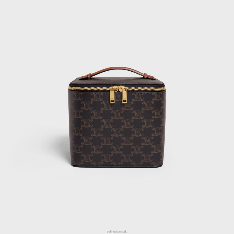 CELINE Mænd firkantet forfængelighedskuffert i triomphe canvas & kalveskind F44FV1485 tilbehør tan