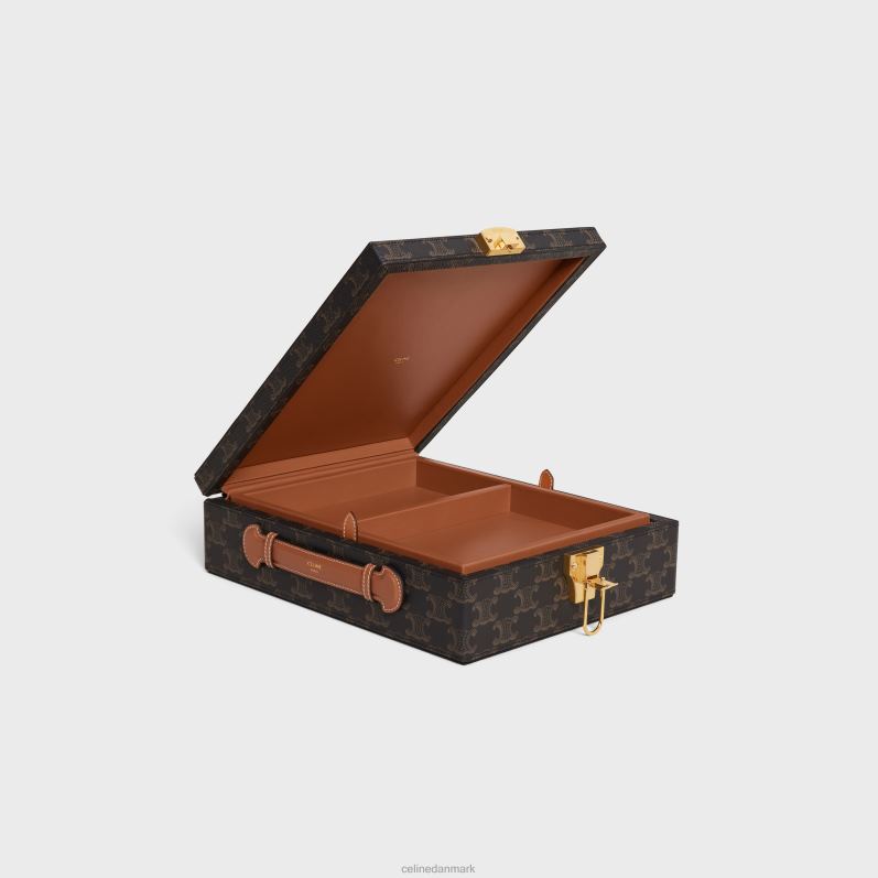 CELINE Mænd lille brevpapiretui i triomphe canvas & kalveskind F44FV1637 tilbehør tan