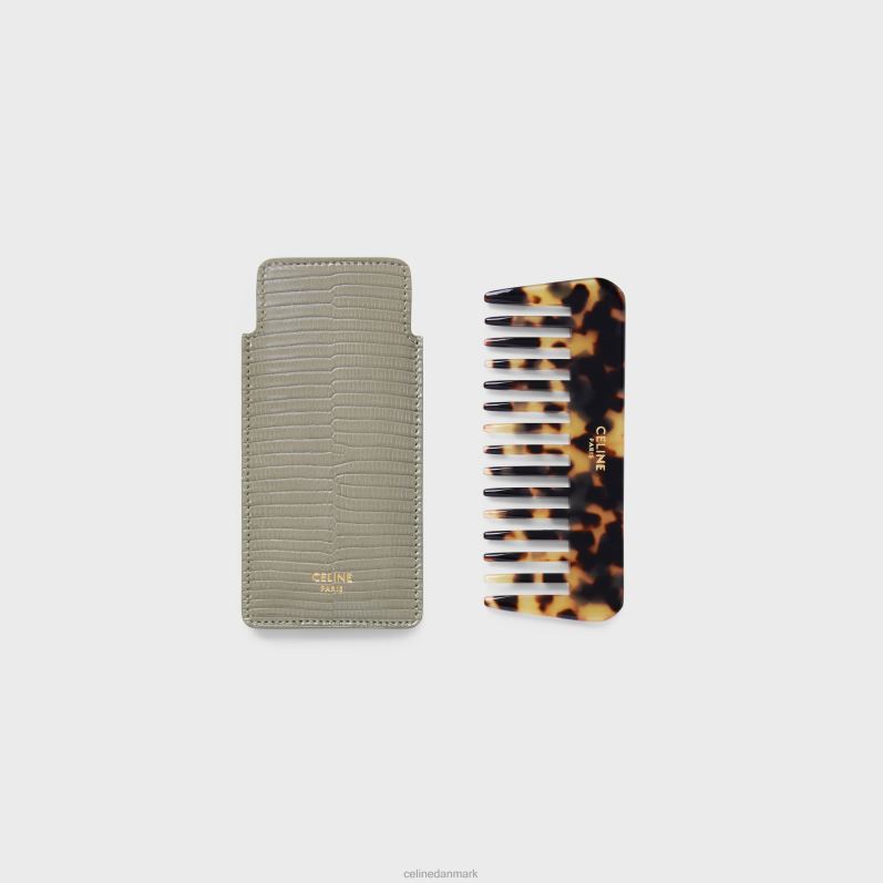 CELINE Mænd lille hårkam i firben F44FV1612 tilbehør grønt ler