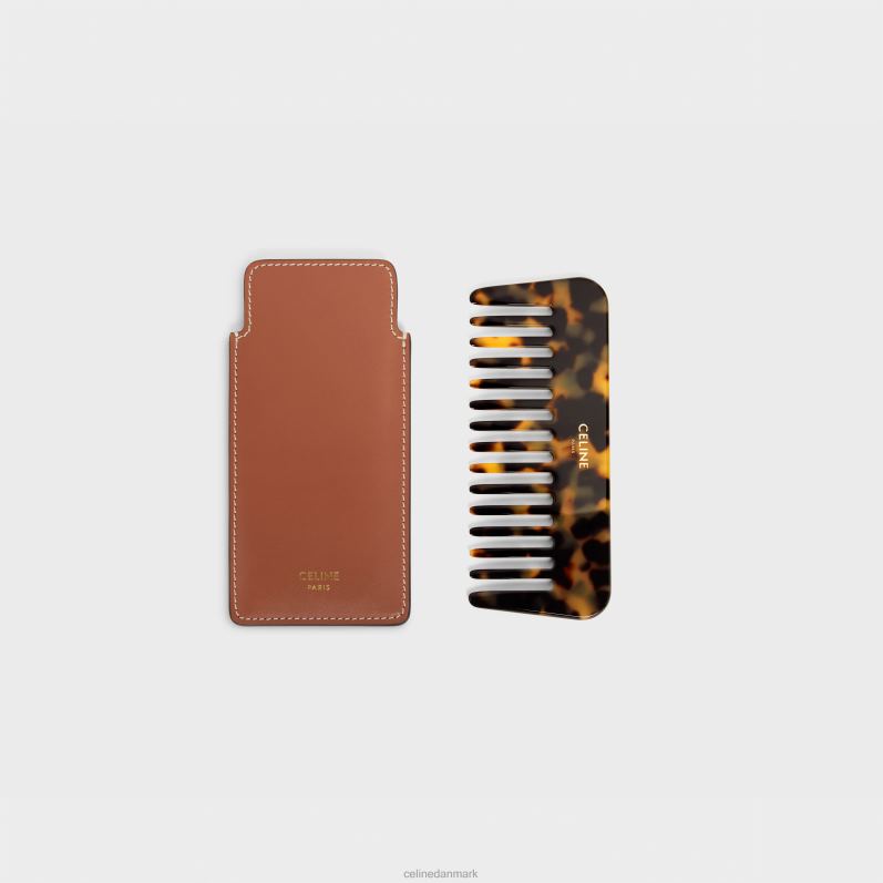 CELINE Mænd lille hårkam i glat kalveskind F44FV1613 tilbehør tan